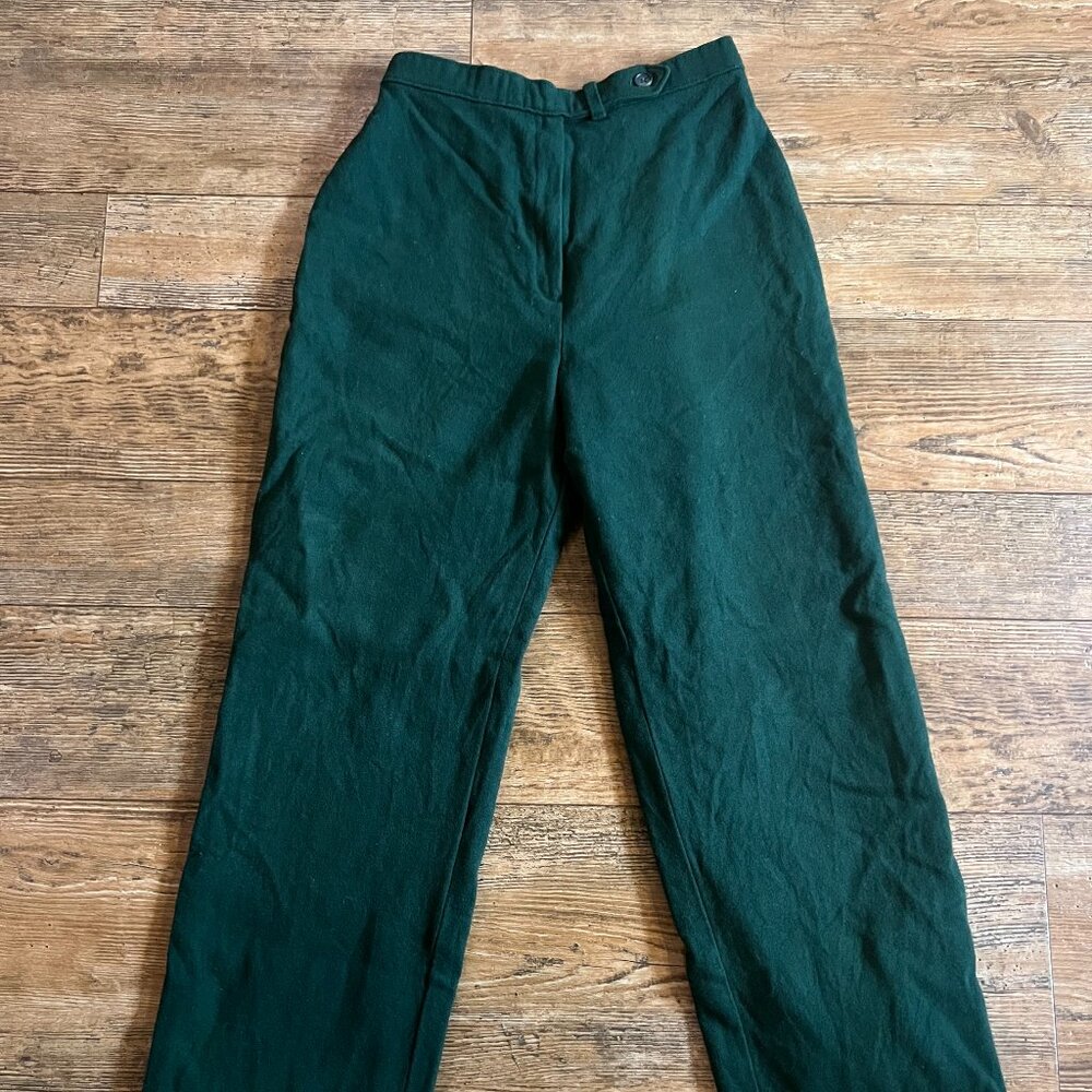 Vintage Jantzen Women's Green Wool Dress Pants with Satin Liner Size 8